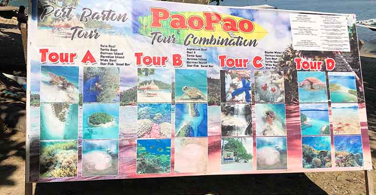 Tour options in Port Barton