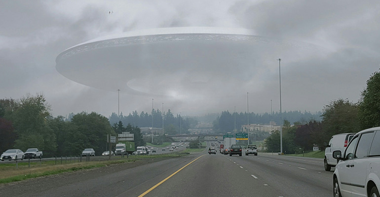 UFO over road