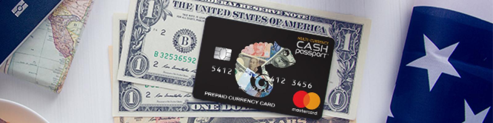 United States Currency with travel money card