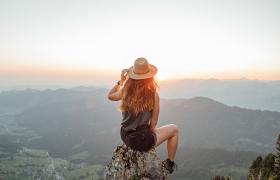girl overlooking mountains