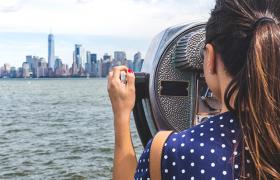 Girl overlooks new york