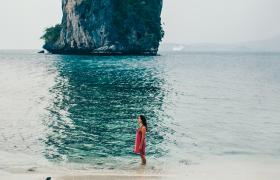 Girl on beach in Koh Samui